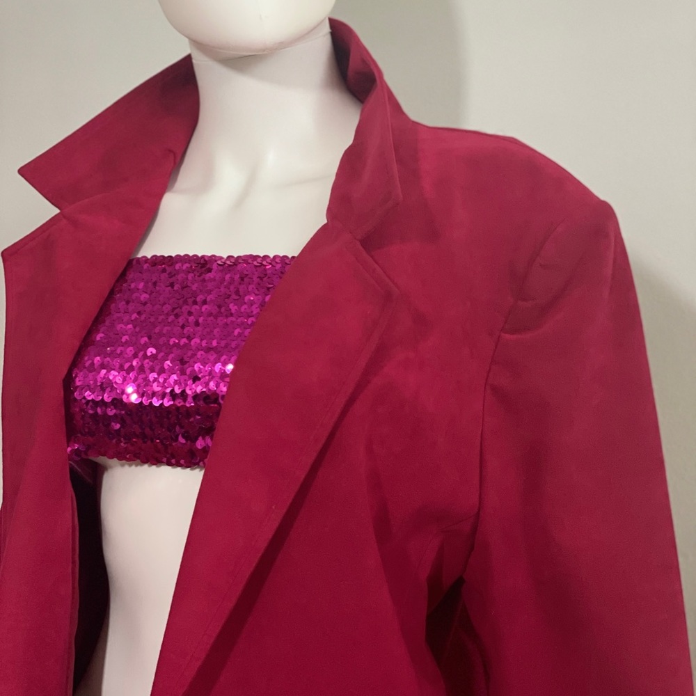Hot Pink ultra suede Lilli Ann jacket - Picture 6 of 13